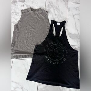 Gymshark Alphalete Tank Top Bundle Logo Tees Black Grey/Brown Size Large